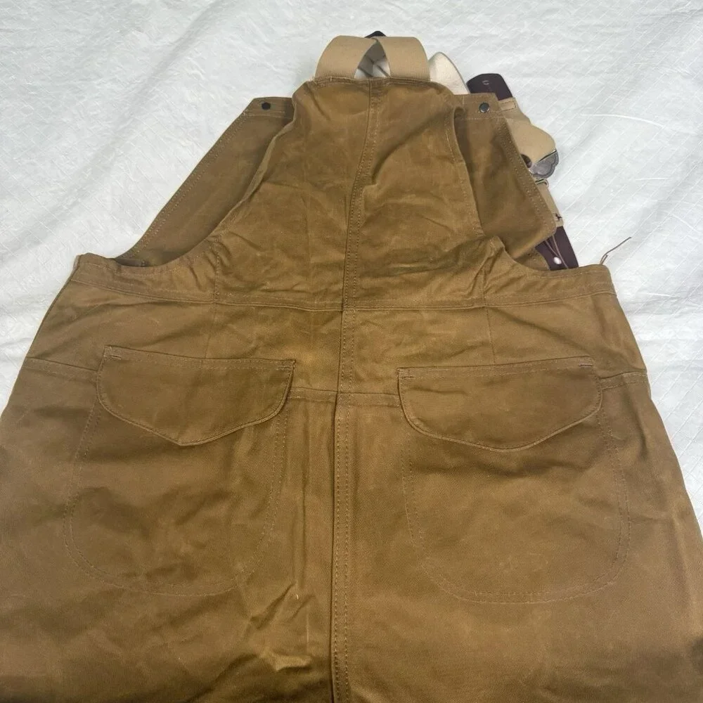 Filson Oil Finished Double Tin Cloth Overalls Bib Men’s 42x 35 Unhemmed USA Tan - Picture 4 of 14